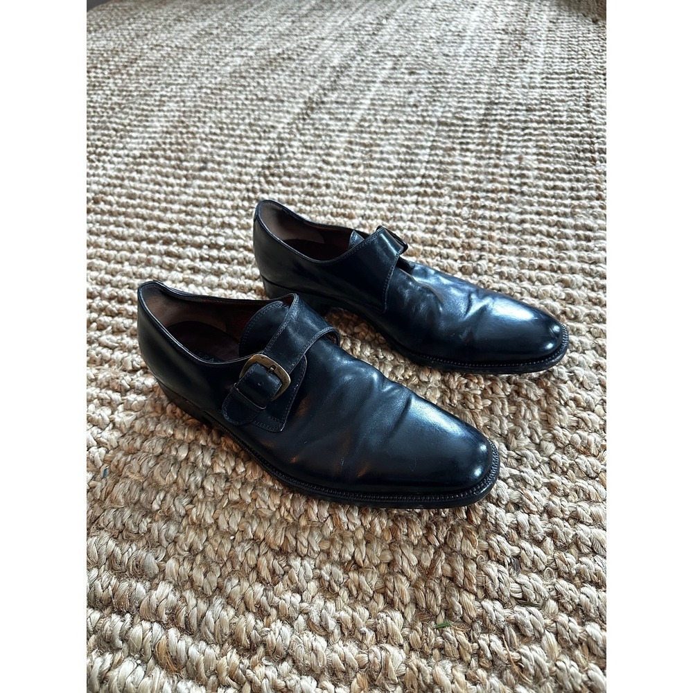 Fratelli Rossetti Black Leather Double Monk‎ Strap Shoes Men's Size 8